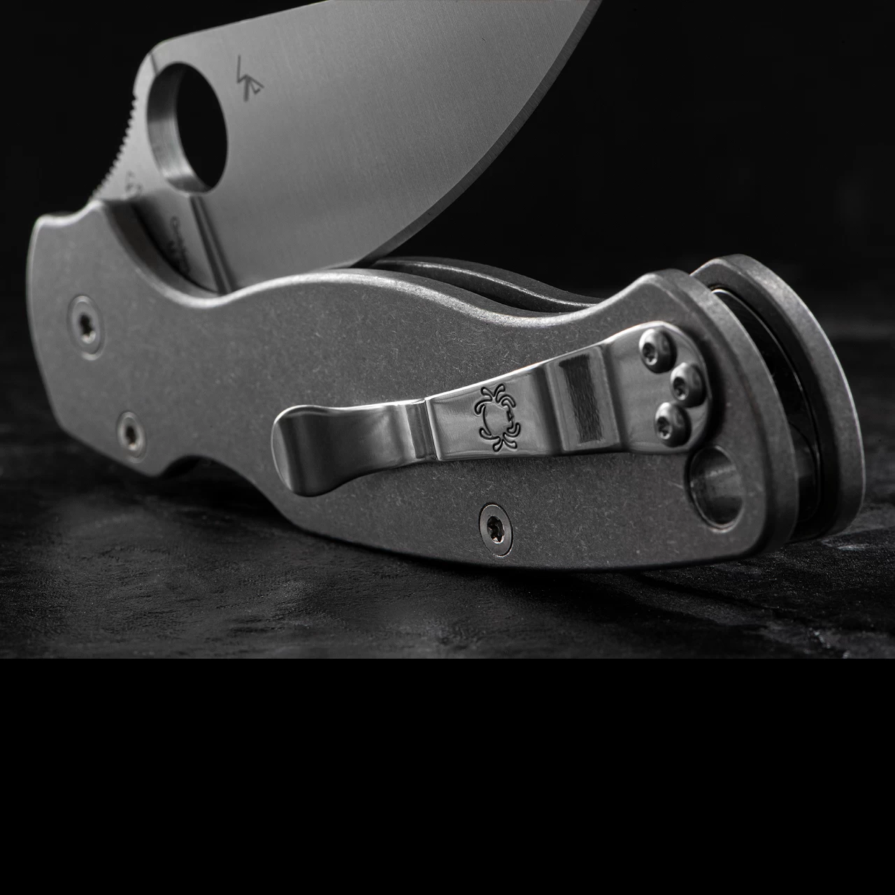 Titech Spyderco PM2 Stone Washed Titanium Scales 6 Titech Spyderco PM2 Stone Washed Titanium Scales - Image 4