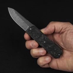 Maserin Silver 410 Fat Carbon Damascus Folding Knife -Outdoor Gear Store MAS410DN 17321.1689327732